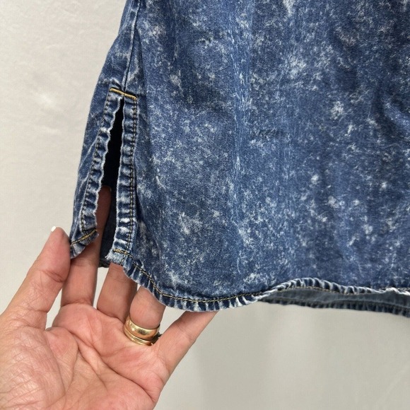 True Religion Denim Dress Small Chambray Blue Splattered Western - Picture 6 of 14